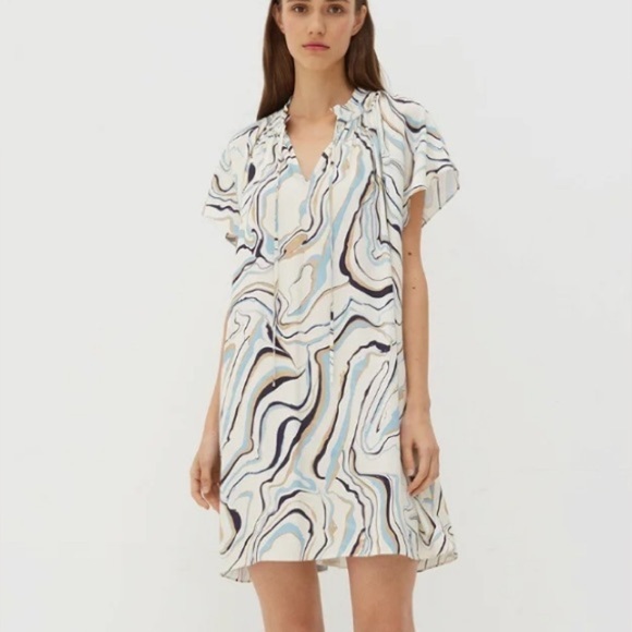 Chinti + Parker Marble Print Twill Ivory Mini Tunic Shift Dress Size 6 - Picture 11 of 11